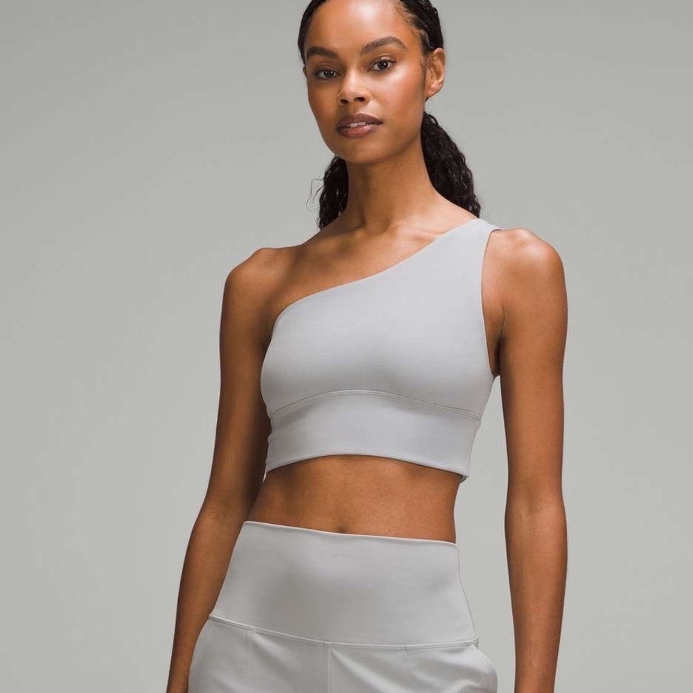 Lululemon Align Asymmetrical Bra Womens 4 Rhino Gray One Shoulder Nulu Fitness